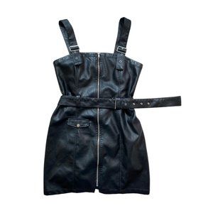 BLACK LEATHER ZIP DRESS